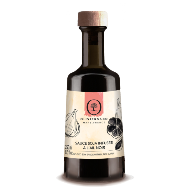 Soy sauce infused with black garlic