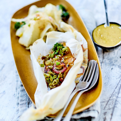 Salmon Papillote with Pistachio